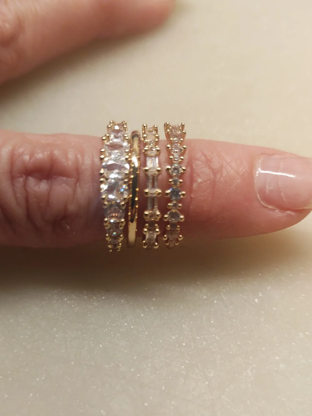 BOGO! NEW! Set Of 4 CZ Stackable Gold Rings Size 6